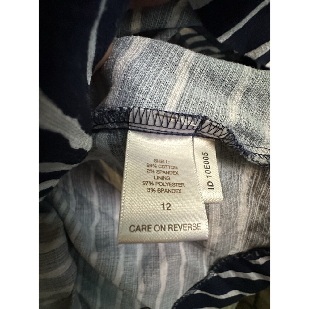 Eva Mendes Navy & White Striped A-line Dress Pockets Fit/Flair Size 12 - Picture 5 of 5